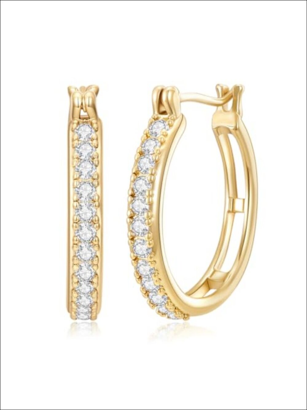 14K Gold Plated Hoop Earrings Cubic Zirconia Huggie Hoops Women